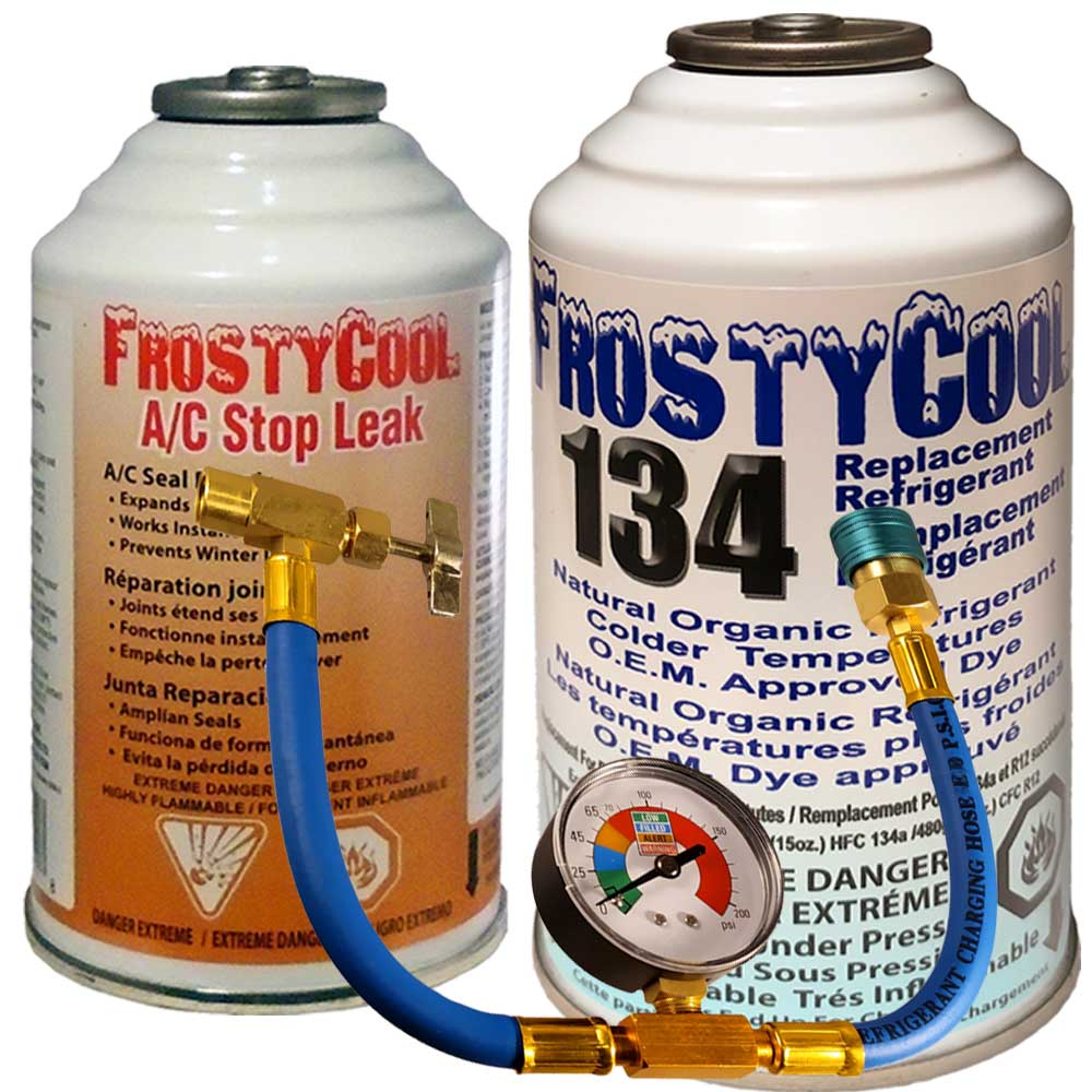 Kit Complet Frostycool 134 + Anti Fuites Joints clim auto - Gaz Climatisation  Voiture